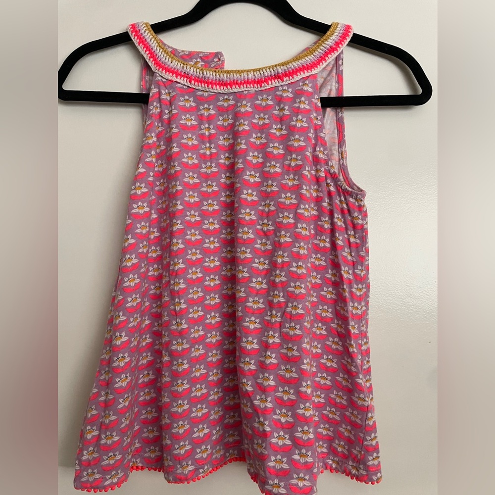 Mini Boden tank with crochet neck and detailing on bottom